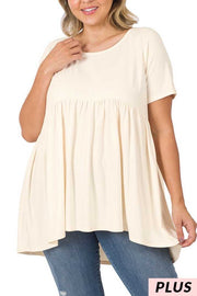 57 SSS-A {Getting The Best} Cream Babydoll Top PLUS SIZE 1X 2X 3X