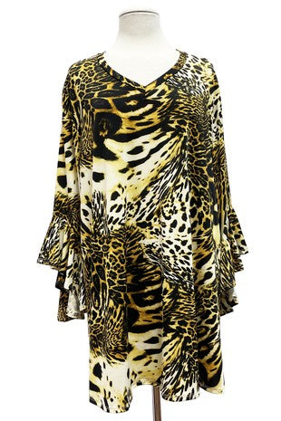 53 PQ {Other Side Of Wild} Yellow Animal Print Angel Wing Top EXTENDED PLUS SIZE 4X 5X 6X