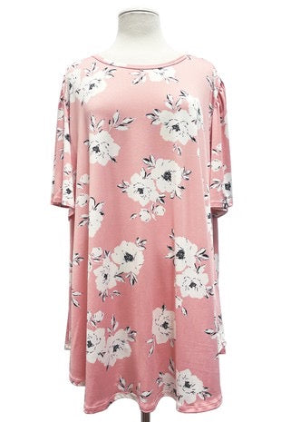86 PSS-C {Playing Our Song} Pink/White Floral Top PLUS SIZE 3X