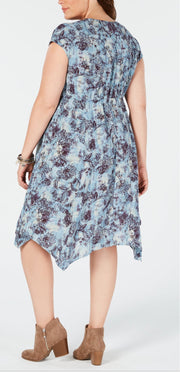 SV-A/M-109 {Style & Co} Cerulean Blue Print Dress  Retail $69.50