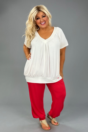 93 SSS-D {The Best Of The Best} Ivory V-Neck Top PLUS SIZE 1X 2X 3X