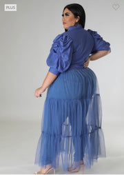 LD-I {Truly The Best} SALE! Denim Blue Tulle Bottom Top PLUS SIZE 1X 2X 3X