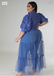 LD-I {Truly The Best} Denim Blue Tulle Bottom Top PLUS SIZE 1X 2X 3X
