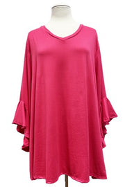 36 SQ {Be My Sweetheart} Fuchsia V-Neck Top EXTENDED PLUS SIZE 4X 5X 6X