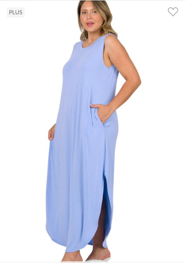 LD-O {Adoration} BLUE Sleeveless Maxi Dress PLUS SIZE 1X 2X 3X