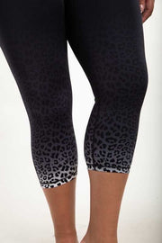 BT-99 {Keep Moving} Black Leopard Yoga Capri Pants PLUS SIZE XL 1X 2X 3X