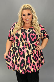 20 PSS {Prepped To Party} Pink Leopard Print V-Neck Top EXTENDED PLUS SIZE 4X 5X 6X