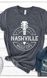 63 GT-D {Nashville Music City} H. Charcoal Graphic Tee PLUS SIZE 2X 3X