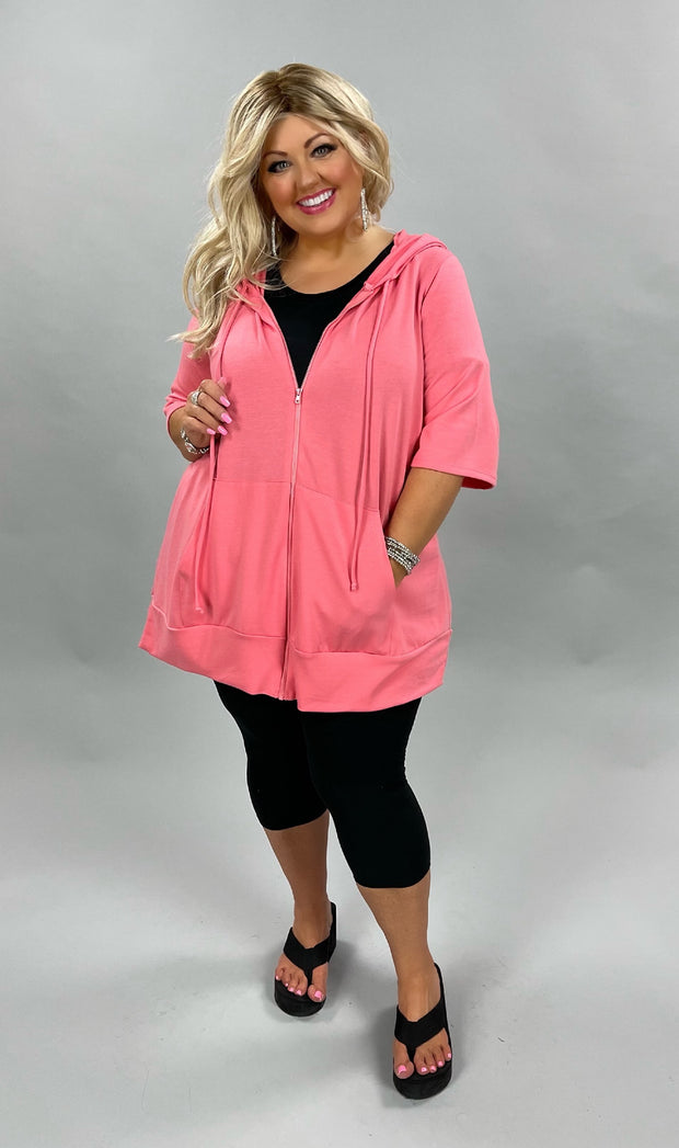 89 OT-C {Paint the Town} CORAL French Terry Hoodie CURVY BRAND!!!  EXTENDED PLUS SIZE 3X 4X 5X 6X