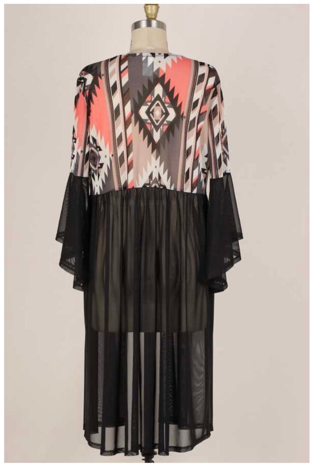 81 OT-B {Touch of Coral} Black/Coral Kimono PLUS SIZE 1X 2X 3X SALE!!!!