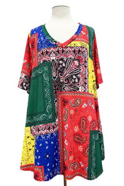 21 PSS {Time To Move} Multi-Color Patchwork Print Tunic EXTENDED PLUS SIZE 4X 5X 6X