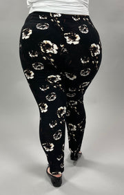 LEG-35 {The Thing Is} Black Floral Leggings EXTENDED PLUS SIZE 3X/5X