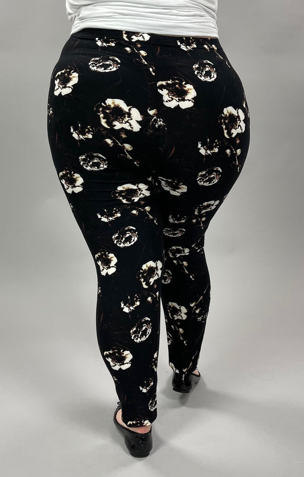 LEG-35 {The Thing Is} Black Floral Leggings EXTENDED PLUS SIZE 3X
