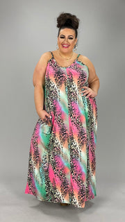 LD-P {Effortlessly Elegant} Pink Leopard Maxi Dress SALE!!!!   PLUS SIZE 1X 2X 3X