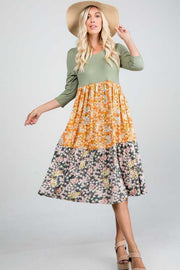 LD-Z {Fields of Joy} Sage/Daisy Print Dress PLUS SIZE 1X 2X 3X SALE!!!!