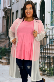 LD-B {New Chapters} Ivory Sheer Mesh Duster PLUS SIZE XL 2X 3X