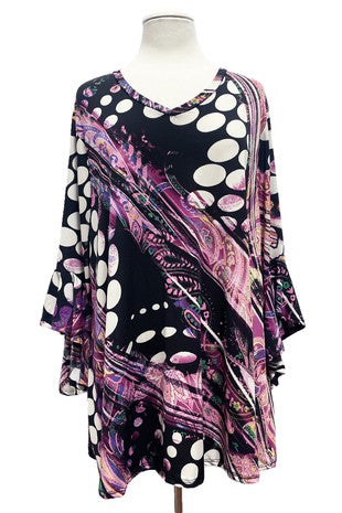 26 PQ {Only The Dot Knows} Black/Purple Dot Print Top EXTENDED PLUS SIZE 4X 5X 6X