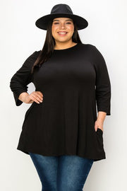 27 SQ {Thinking About Us} Black Tunic w/Pockets EXTENDED PLUS SIZE 3X 4X 5X