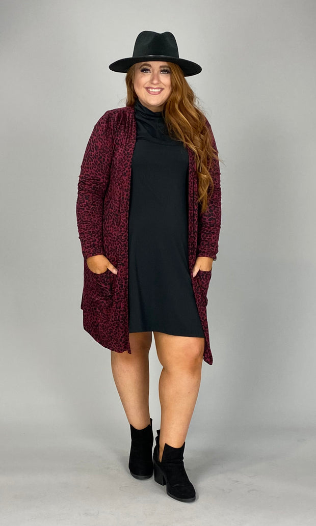 26 OT-E {Cozy Morning} Dark Burgundy Animal Print Cardigan SALE!!! PLUS SIZE 1X 2X 3X