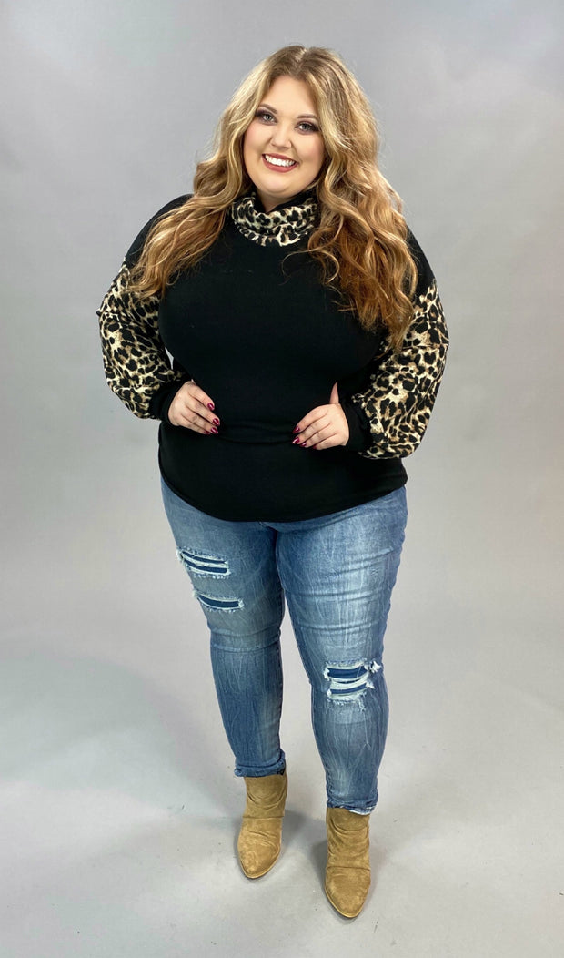 11 CP-A {Cat Ears} SALE!! Leopard Black Top With Mask  PLUS SIZE L XL 2X