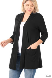 33 OT-V {Dress For Success} Black Cardigan w/Pockets PLUS SIZE 1X 2X 3X