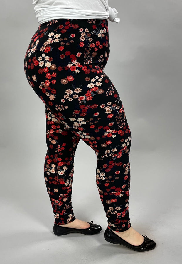 LEG-Z {Whoopsy Daisy} Black Floral Leggings EXTENDED PLUS SIZE 3X