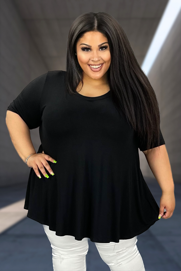 32 SSS-W {Keep It Comfy} Black V-Neck Top EXTENDED PLUS SIZE 3X 4X 5X