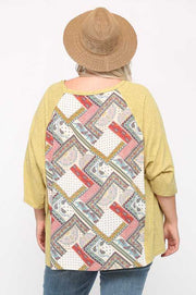 17  CP {Personal Favorite} Mustard/Rust Paisley Floral Top PLUS SIZE XL 1X 2X