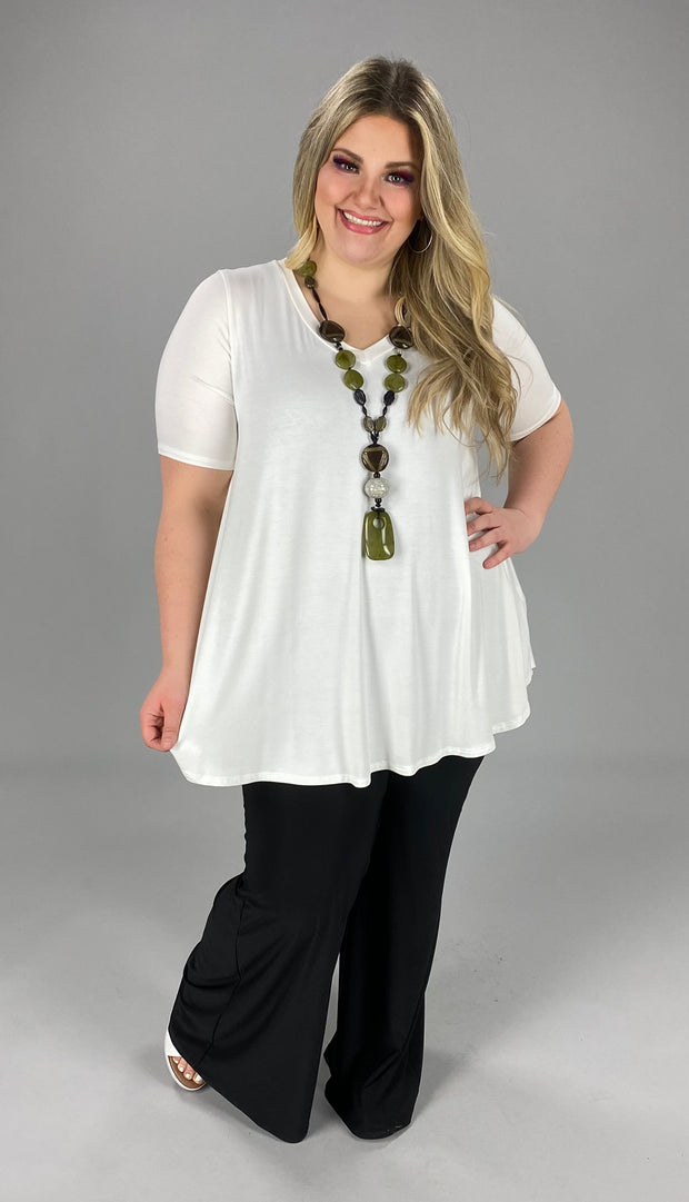 76 SSS-G {Not So Common} Ivory Solid ShortSleeve Top PLUS SIZES XL 2X 3X