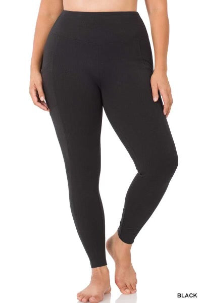 LEG-1 {Start Living} BLACK Yoga Leggings PLUS SIZE 1X 2X 3X