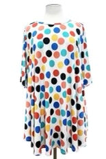 34 PSS-D {Snazzy Dots} Ivory/Multi-Color Polka Dot Top EXTENDED PLUS SIZE 4X 5X 6X