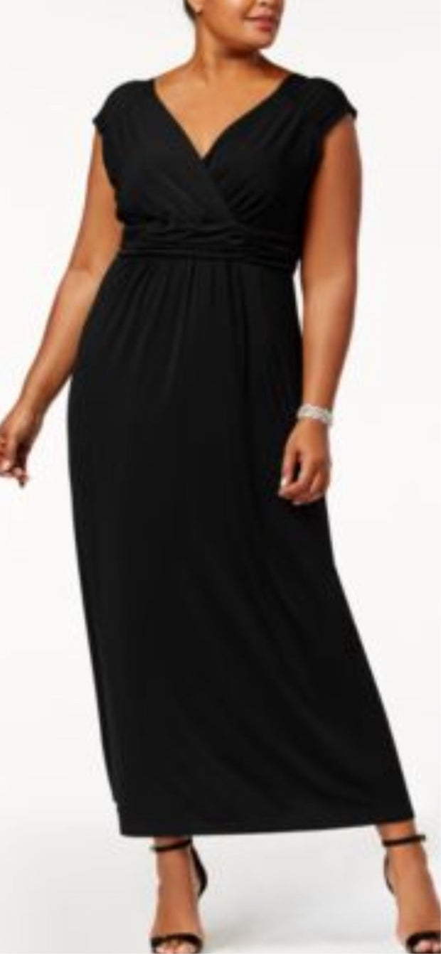 LD-E M-109  {NY Collection} Black Empire Maxi Dress Retail $70.00  PLUS SIZE 2X