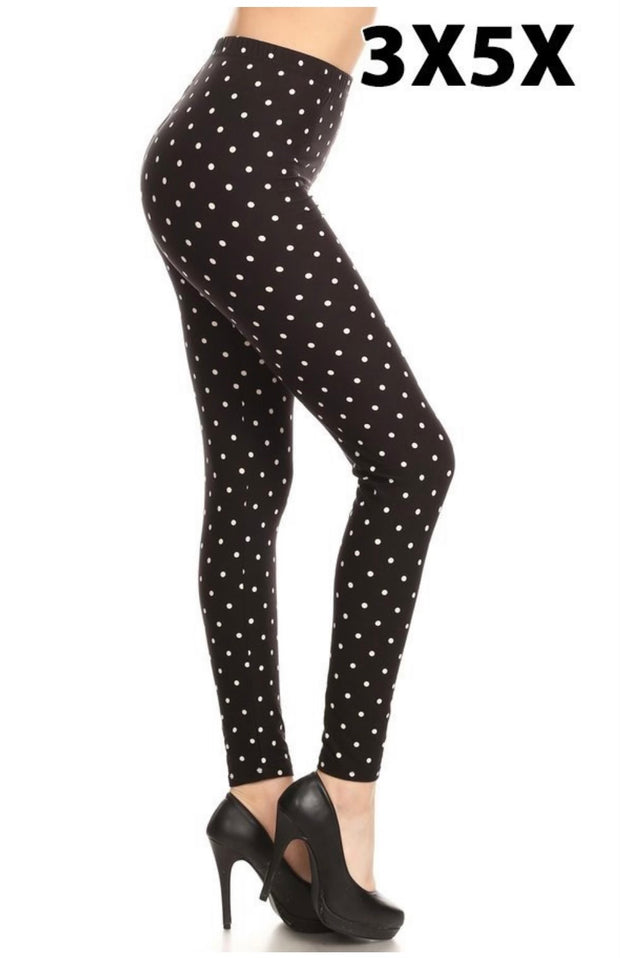 LEG-T {Seeing Spots} Black Leggings w/White Polka Dots EXTENDED PLUS S –  Curvy Boutique Plus Size Clothing