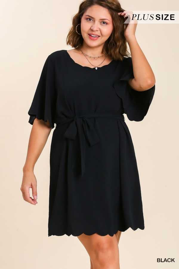 50 SSS-C {Sweet Sophisticate} Umgee Black Belted Dress PLUS SIZE XL 1X 2X