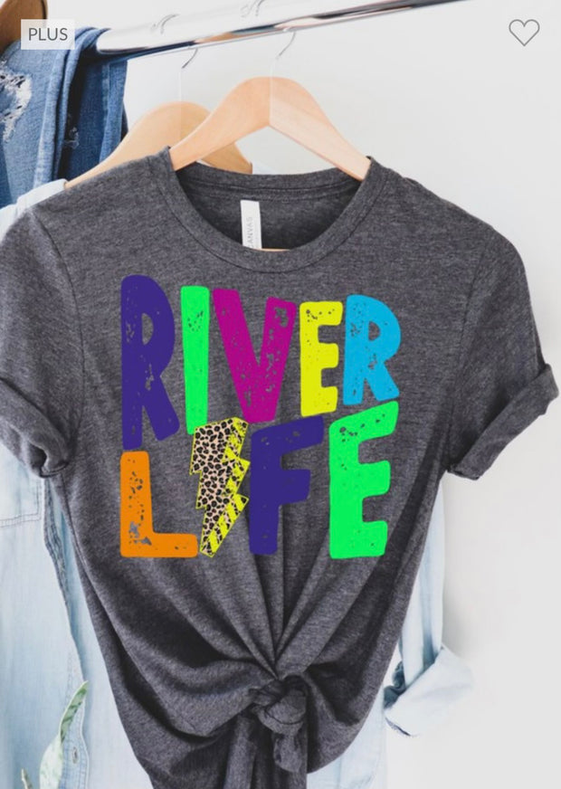 52 GT-I {River Life} Deep Heather Grey Graphic Tee PLUS SIZE 3X