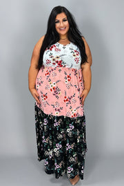 LD-O {Florally Yours} Multi-Color Floral Tiered Maxi Dress PLUS SIZE XL 2X 3X