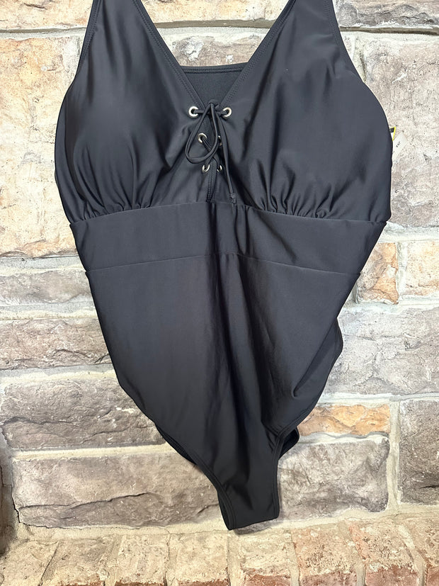 SWIM-E {Island Hopping} Black Lace Up One Piece Swimsuit EXTENDED PLUS SIZE 4X