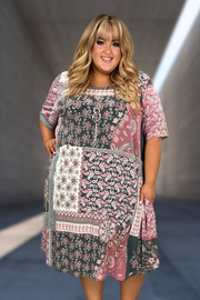 50 PSS-L {My New Passion} Pink Paisley Print Dress EXTENDED PLUS