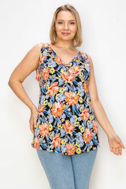20 SV-I {Count On Me} Black/Multi-Color Floral Top EXTENDED PLUS SIZE 4X 5X 6X
