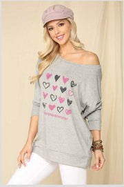 89 GT-A {Even Sweeter} Grey Heart XOXO Top SALLE!!! PLUS SIZE 1X 2X 3X