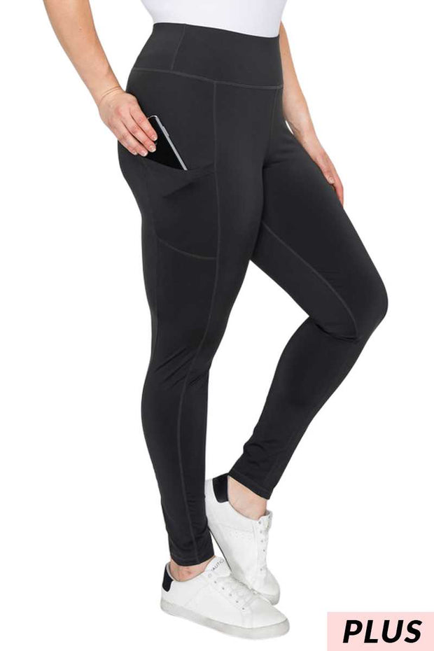 LEG-2 {On The Run} Black Leggings W/Side Pockets PLUS SIZE XL 1X 2X 3X –  Curvy Boutique Plus Size Clothing