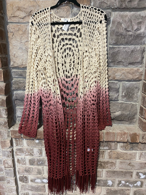 OT-"UMGEE" Wine/Ombre Crochet with Fringe  SALE!!