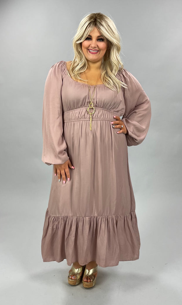 LD-Z {Sprinkle Of Love} Pale Rose Tiered Lined Midi  Dress PLUS SIZE XL 1X 2X