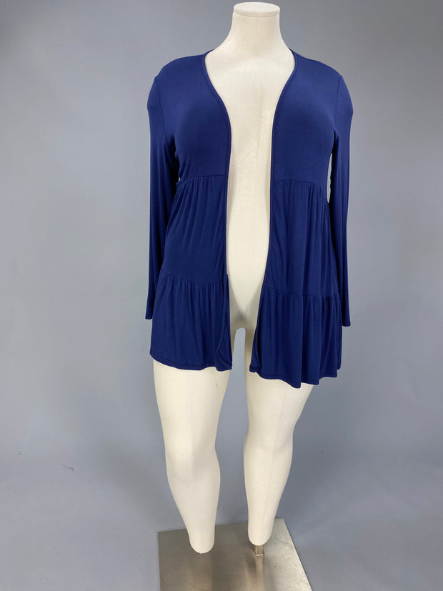 OT-C {Story Teller} Lightweight NAVY Layered Cardigan