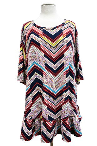 13 PSS {Point The Way} Multi-Color Print Ruffle Hem Top EXTENDED PLUS SIZE 4X 5X 6X