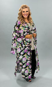73 OT-C {Magnificent Nights} UMGEE Black Floral Cardigan Plus Size XL 1X 2X