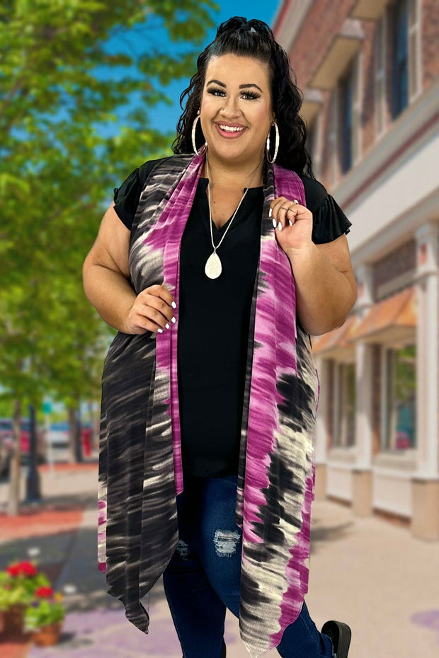 77 OT-Z {Confident Attitude} Magenta Tie Dye Vest PLUS SIZE 1X 2X 3X