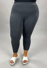 LEG-65 {Off Campus} Charcoal Gray Capri Legging Plus Size 1X 2X 3X