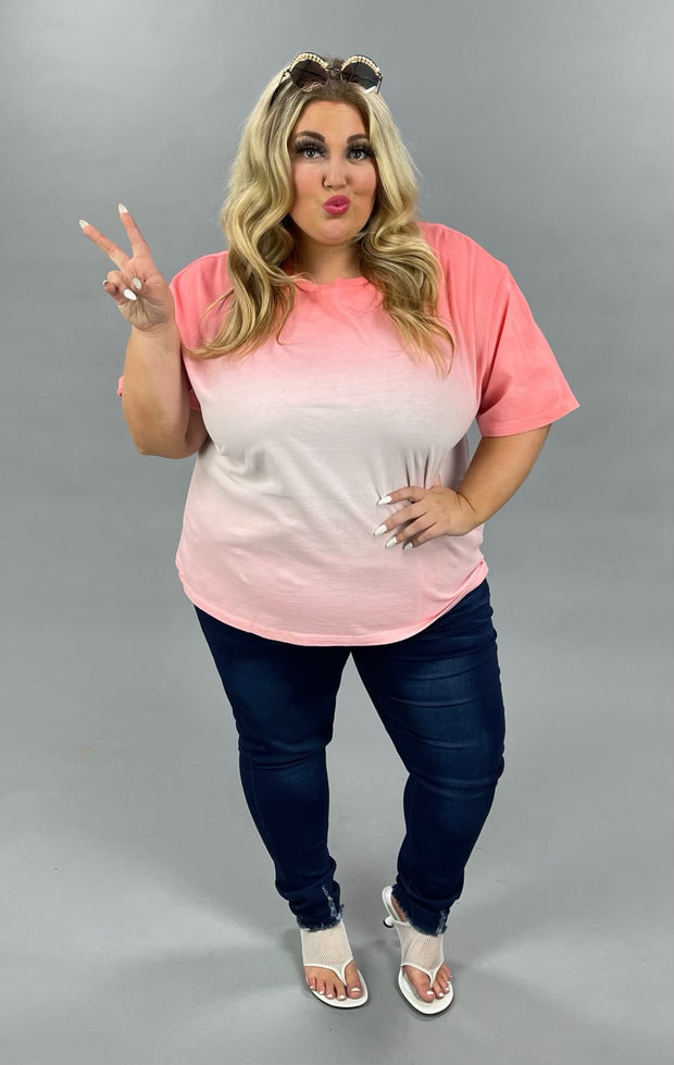 63 CP-B {Repeat After Me} CORAL Gradient Dye Top PLUS SIZE XL 2X 3X
