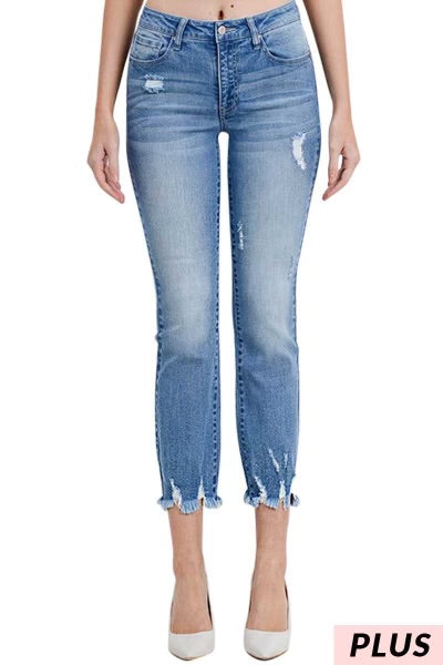 LEG-111   {Tricot} Med. Mid-Rise Crop Boot Jeans PLUS SIZE 1X 2X 3X